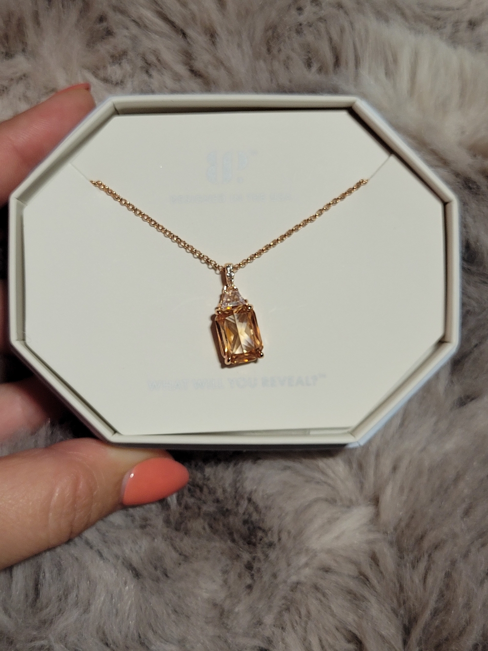 Rose Gold-Tone Yellow Crystal Pendant Necklace for Women